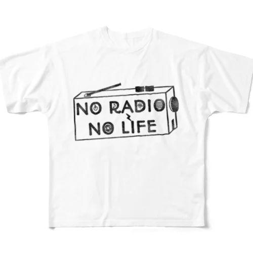 NO RADIO NO LIFE(ブラック) フルグラフィックTシャツ