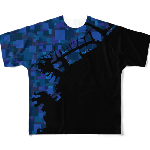 横浜港　モザイク＆ブラック フルグラフィックTシャツ