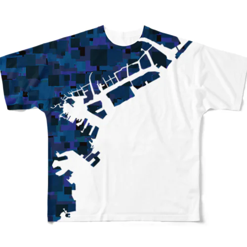 横浜港　モザイク＆ホワイト All-Over Print T-Shirt