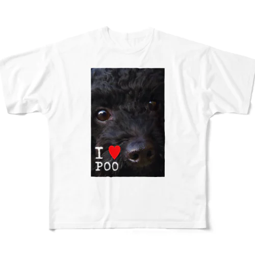 黒いトイプードル_I love poodle. All-Over Print T-Shirt