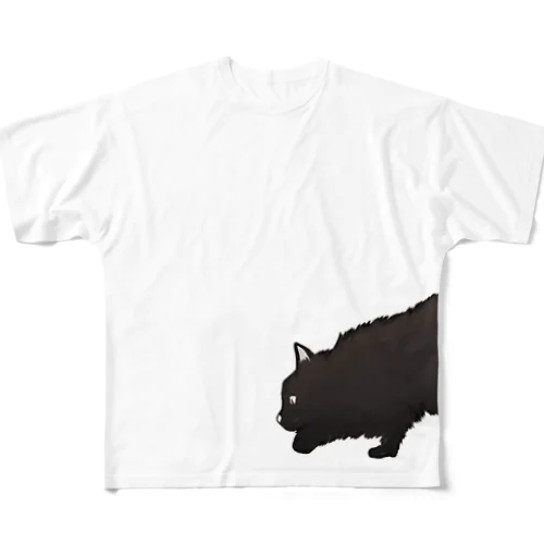 忍び歩き黒猫 All-Over Print T-Shirt