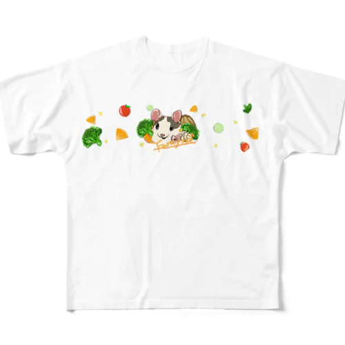 お野菜とラット フルグラフィックTシャツ