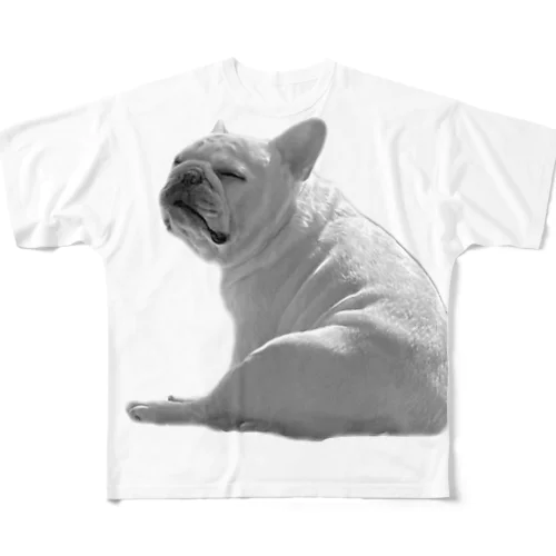 座り犬 フルグラフィックTシャツ