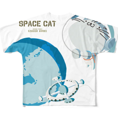 宇宙猫 フルグラフィックTシャツ