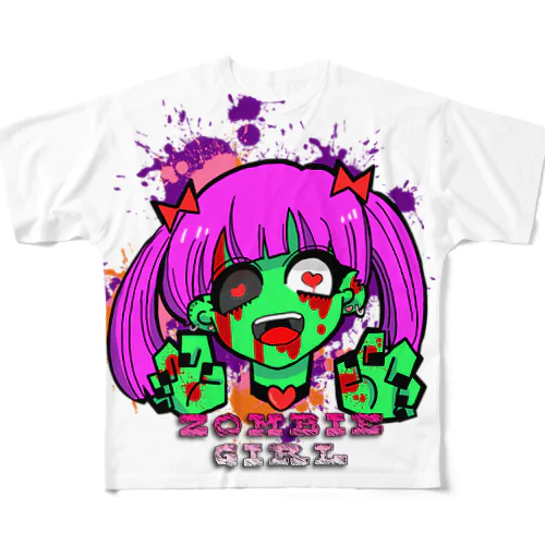 ゾンビガール フルグラフィックTシャツ