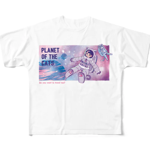 猫の惑星 フルグラフィックTシャツ