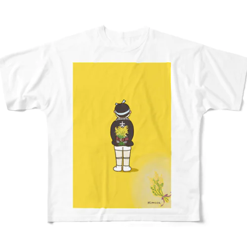 yaccosan ミモザの日 フルグラフィックTシャツ