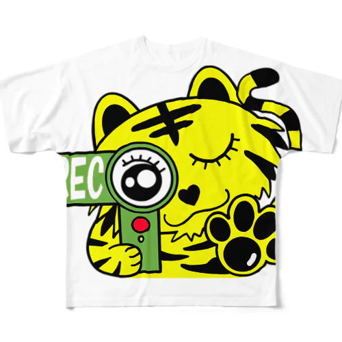 トラ/猫/REC フルグラフィックTシャツ