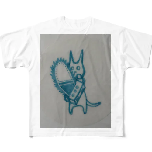チェーソーネコ All-Over Print T-Shirt