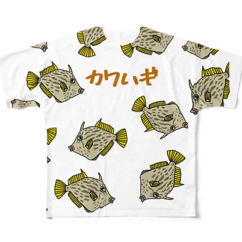 総柄カワハギちゃん All-Over Print T-Shirt