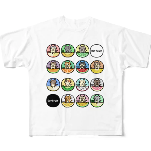 14Cats（フルーツ） フルグラフィックTシャツ