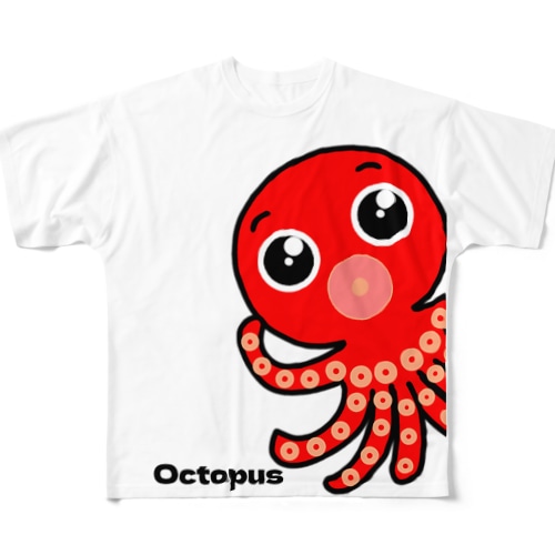 ラブリーたこ(Octopus)XLサイズ All-Over Print T-Shirt