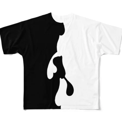 白黒メルト 풀그래픽 티셔츠