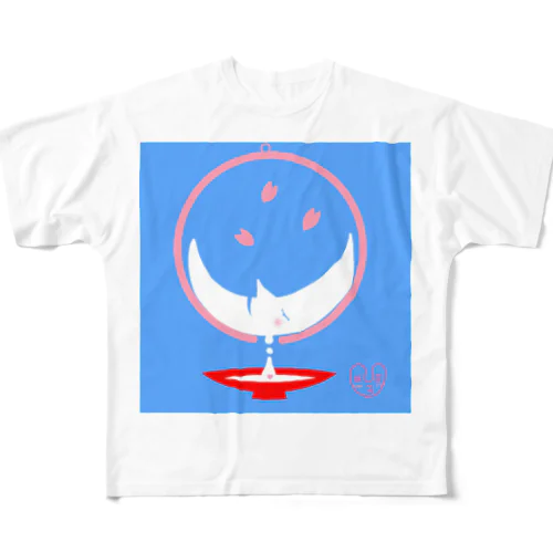 昼間の月　ホワイトムーン　お月さまのお花見 All-Over Print T-Shirt