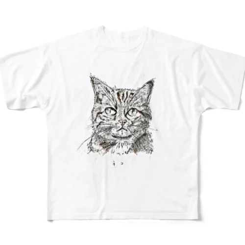 色鉛筆ネコ All-Over Print T-Shirt