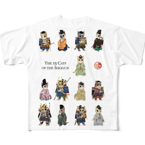 全員整列！鎌倉殿の13猫 フルグラフィックTシャツ