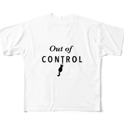 制御不能の猫ちゃん（黒文字） フルグラフィックTシャツ