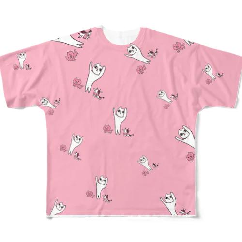 けんこう（ピンク） フルグラフィックTシャツ