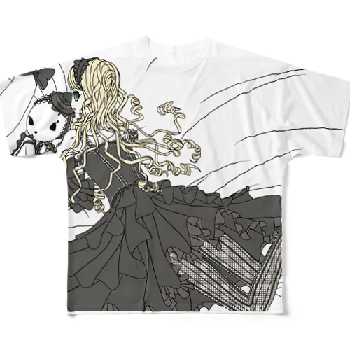Mode-lolita_black フルグラフィックTシャツ