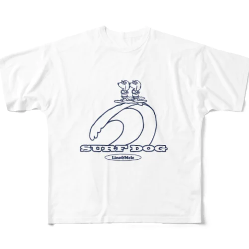 リノメレSURF DOGブルーライン All-Over Print T-Shirt