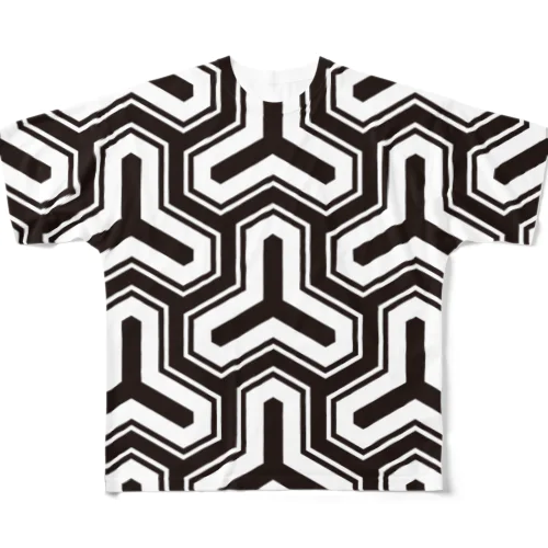 神紋　毘沙門天王紋💓Bishamonten turtle shell God-crest BLACK フルグラフィックTシャツ