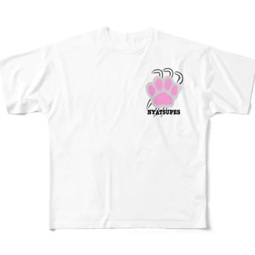 NYATSUFES 威嚇 フルグラフィックTシャツ