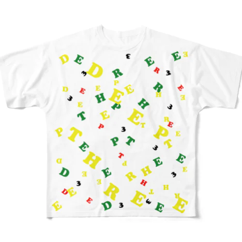 DEEP THREE（ディープスリー）ロゴTシャツ　イエロー All-Over Print T-Shirt