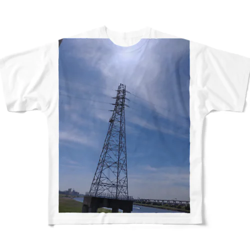 鉄塔と空 All-Over Print T-Shirt