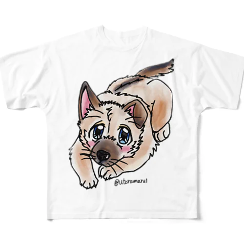 泥棒フェイスの子犬 All-Over Print T-Shirt