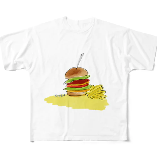 ハンバーガー フルグラフィックTシャツ