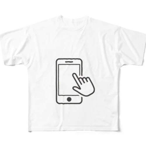 スマホいじってます フルグラフィックTシャツ