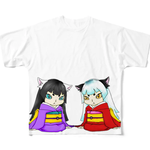 双子ノ猫娘 フルグラフィックTシャツ