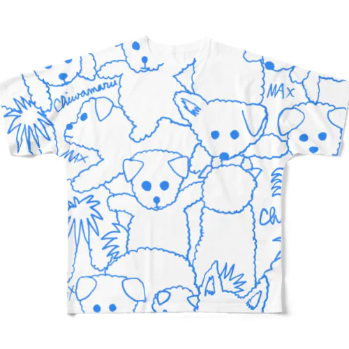 線描きチワマル All-Over Print T-Shirt