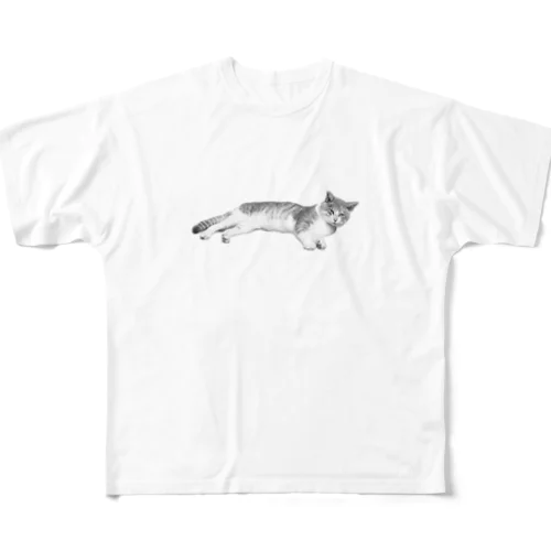 寝起きねこ(実写) All-Over Print T-Shirt