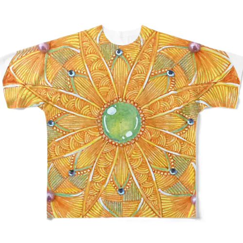 mandala-ひまわり All-Over Print T-Shirt