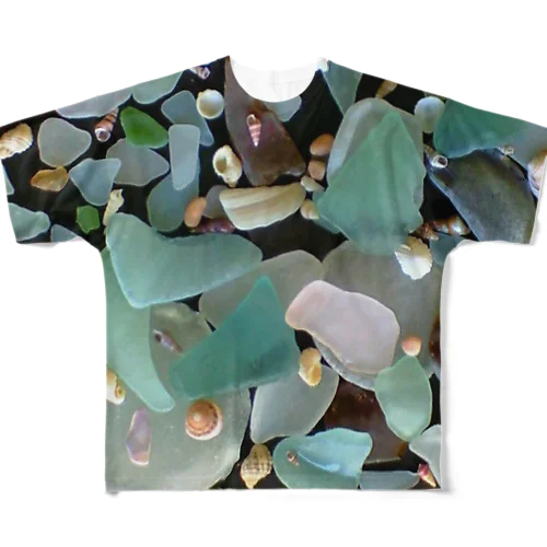 200806121633000　ガラス石と貝殻 All-Over Print T-Shirt