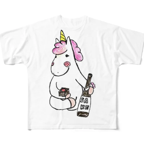 ユニコーン　ほろよいこんこん フルグラフィックTシャツ