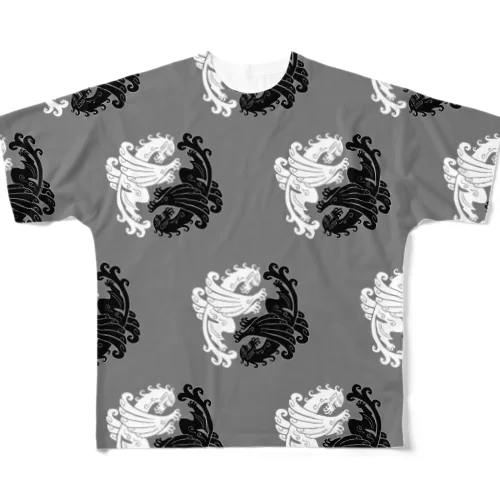 羽人紋風 陰陽柄 All-Over Print T-Shirt