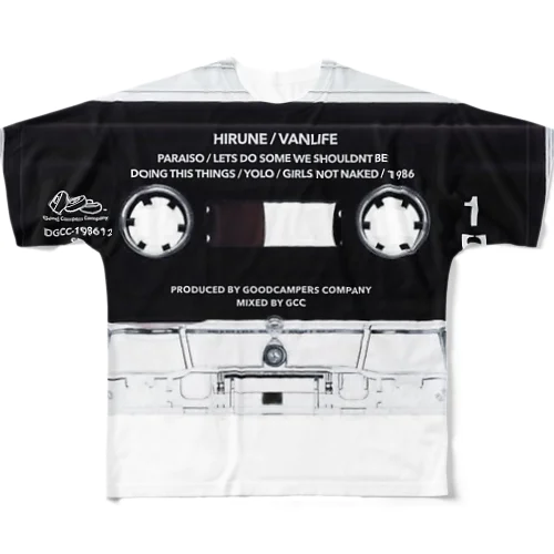 Cassette tape (white) フルグラフィックTシャツ