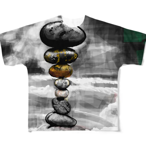 積石 All-Over Print T-Shirt