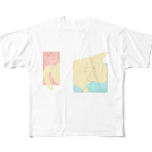 ねこ　きってはって All-Over Print T-Shirt