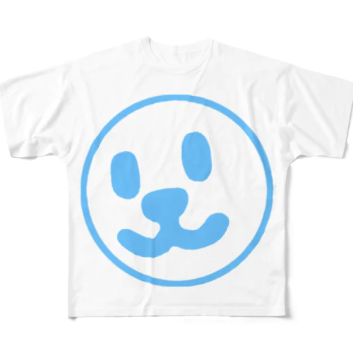 Smile Face Blue Line フルグラフィックTシャツ