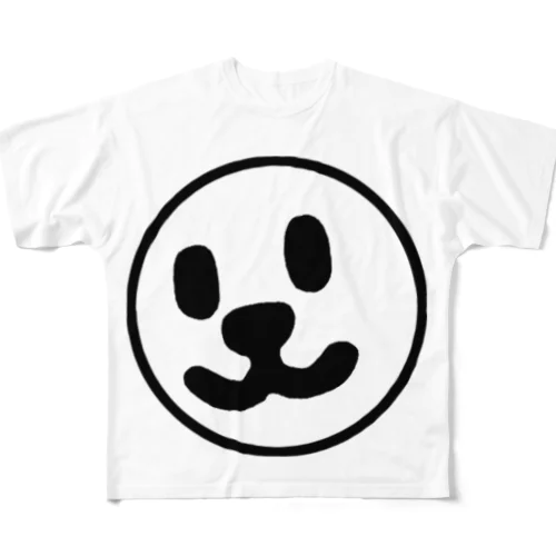 Smile Face Black Line フルグラフィックTシャツ