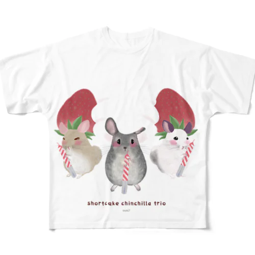 shortcake chinchilla trio フルグラフィックTシャツ