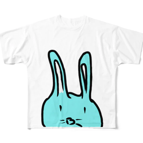 うさぎのミミガー(blue) フルグラフィックTシャツ