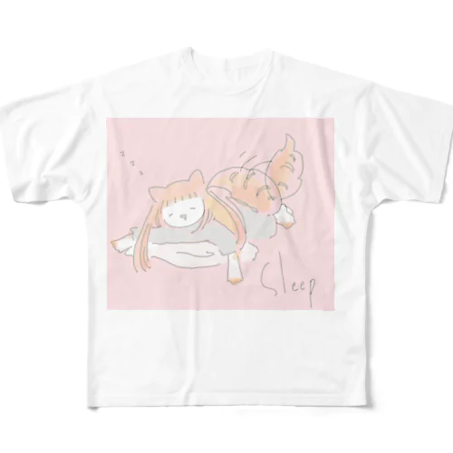 春眠ねこたん All-Over Print T-Shirt