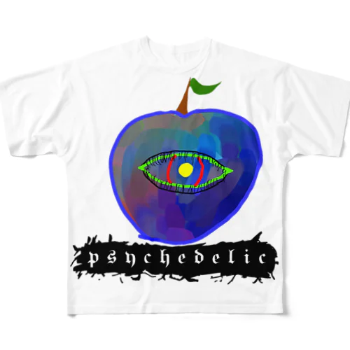 サイケデリックアップル(Psychedelic apple) フルグラフィックTシャツ