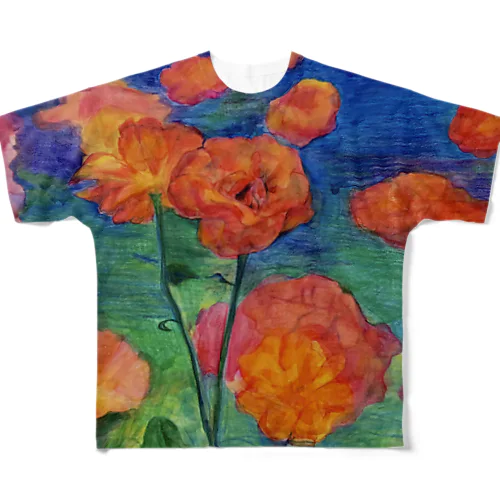 着る絵画　薔薇　と　薔薇の微笑みグッズ All-Over Print T-Shirt