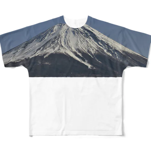 冠雪した富士山 All-Over Print T-Shirt