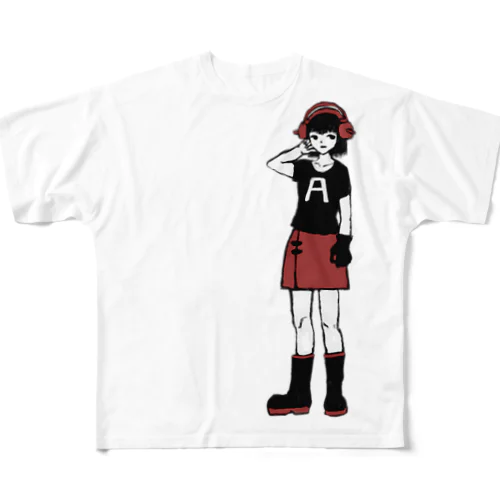 ヘッドホン子 All-Over Print T-Shirt